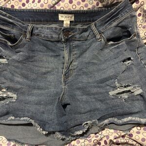Maurices Light Blue Distressed Jean Shorts